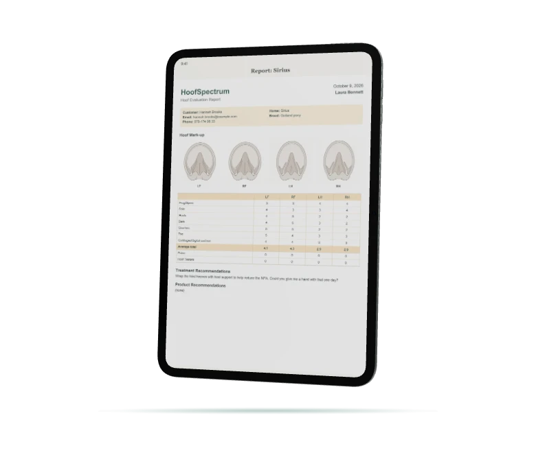 The report open on an iPad