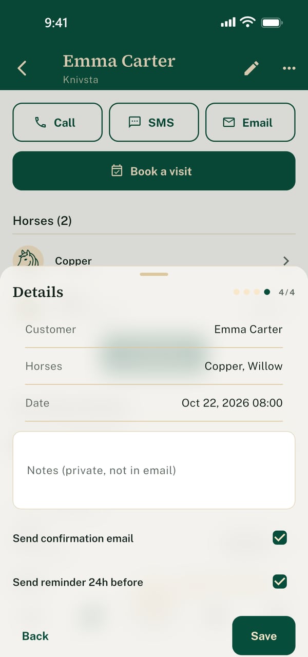 Booking the next visit on the phone